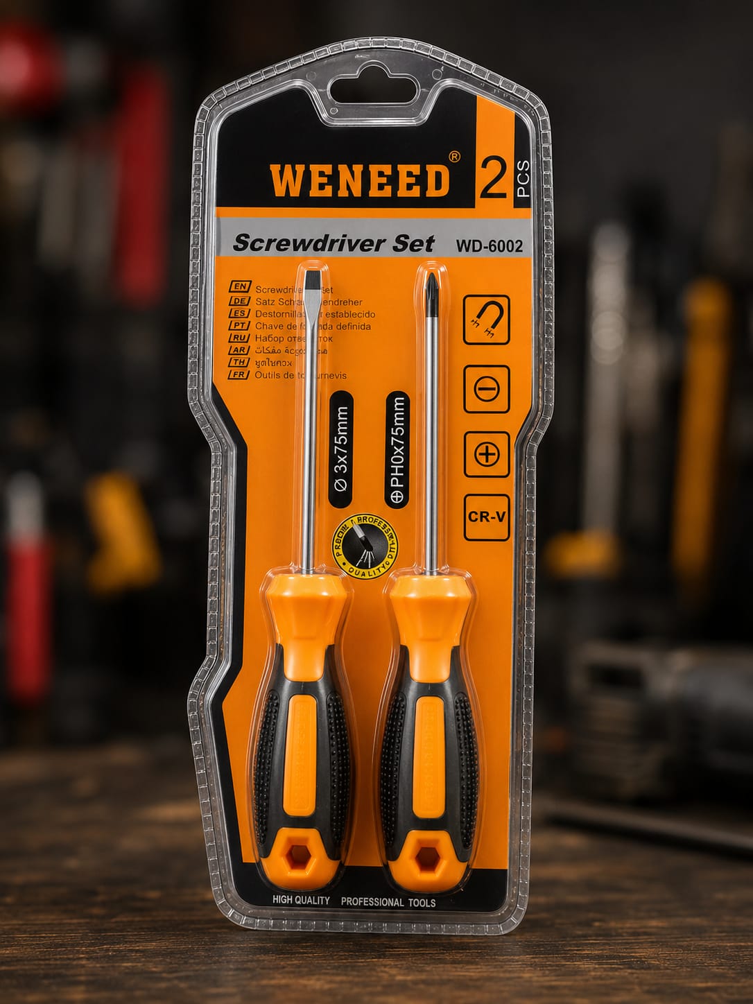 2-Piece Professional Screwdriver Set – Flat & Phillips CR-V Steel Magnetic Screwdrivers