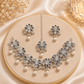 Silver Floral Pearl Necklace Set with Matching Earrings & Maang Tikka