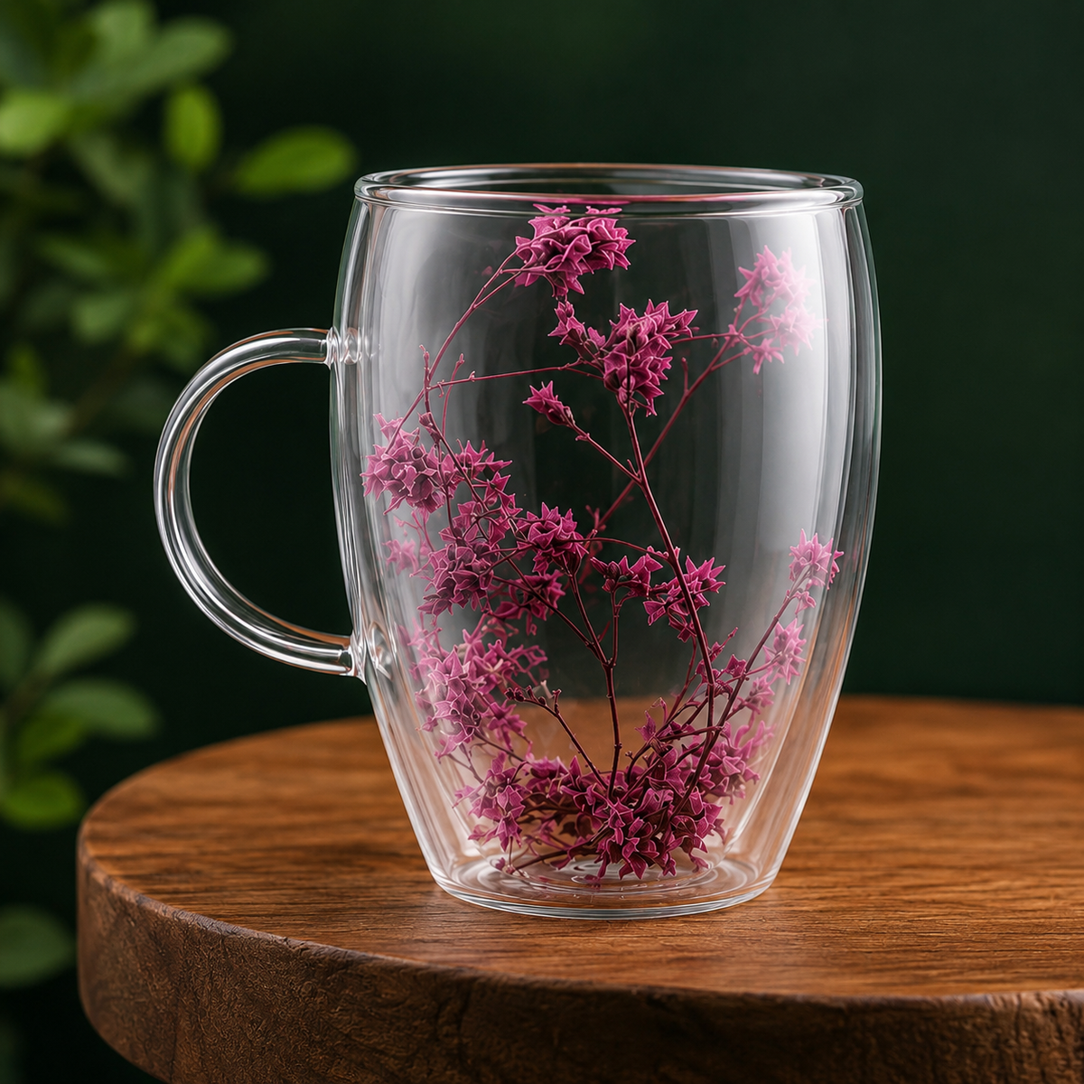 Transparent double-wall glass cup