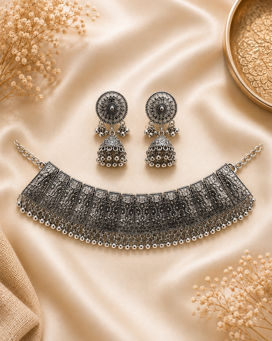Vintage Silver Oxidized Jewelry Set