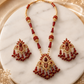 Elegant Ruby Red Pendant Necklace Set with Matching Earrings